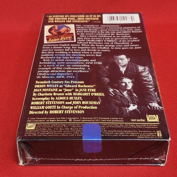 Jane Eyre 1993 VHS New Sealed Studio 20th Century Fox Classic - Picture 4 of 8